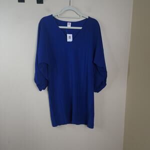 A by Amanda V-neck Long Sleeve Sheath Dress in Blue Size XS